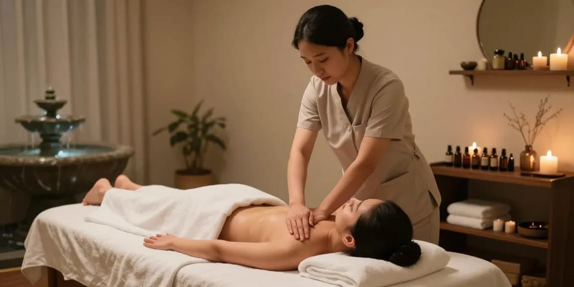 대구마사지 전문점에서 편안한 마사지 중인 모습과 아로마 테라피 장면