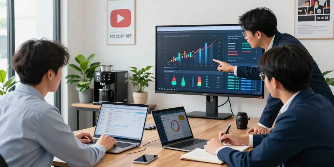 YouTube コメント 購入の戦略を議論するチームの様子。