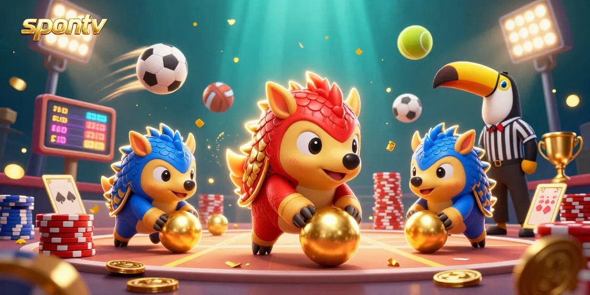 Enjoy live sports streaming on spontv, featuring dynamic pangolins and vibrant betting elements.