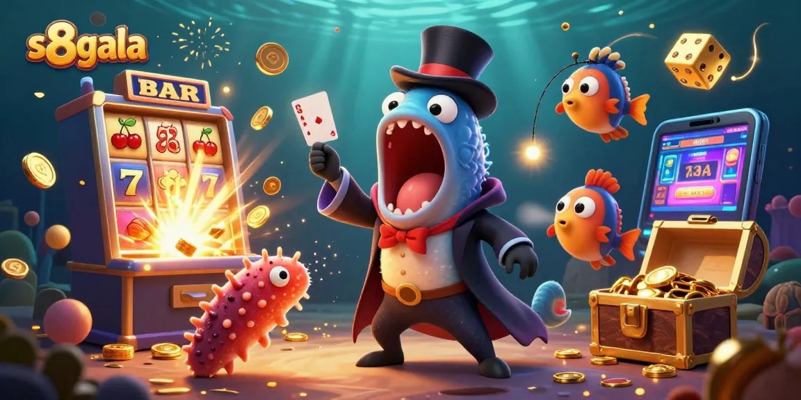 Spin and win with s8gala's slot jackpot action featuring vibrant undersea characters.