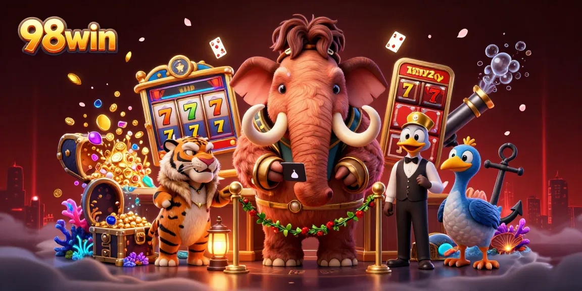 Experience thrilling gameplay and vibrant visuals at 98win's animated casino scene.
