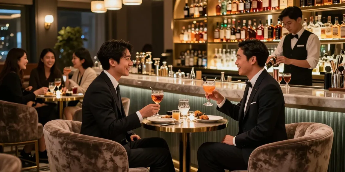 강남블랜딩쩜오에서 고급스럽고 세련된 분위기를 즐기는 손님과 호스트의 모습