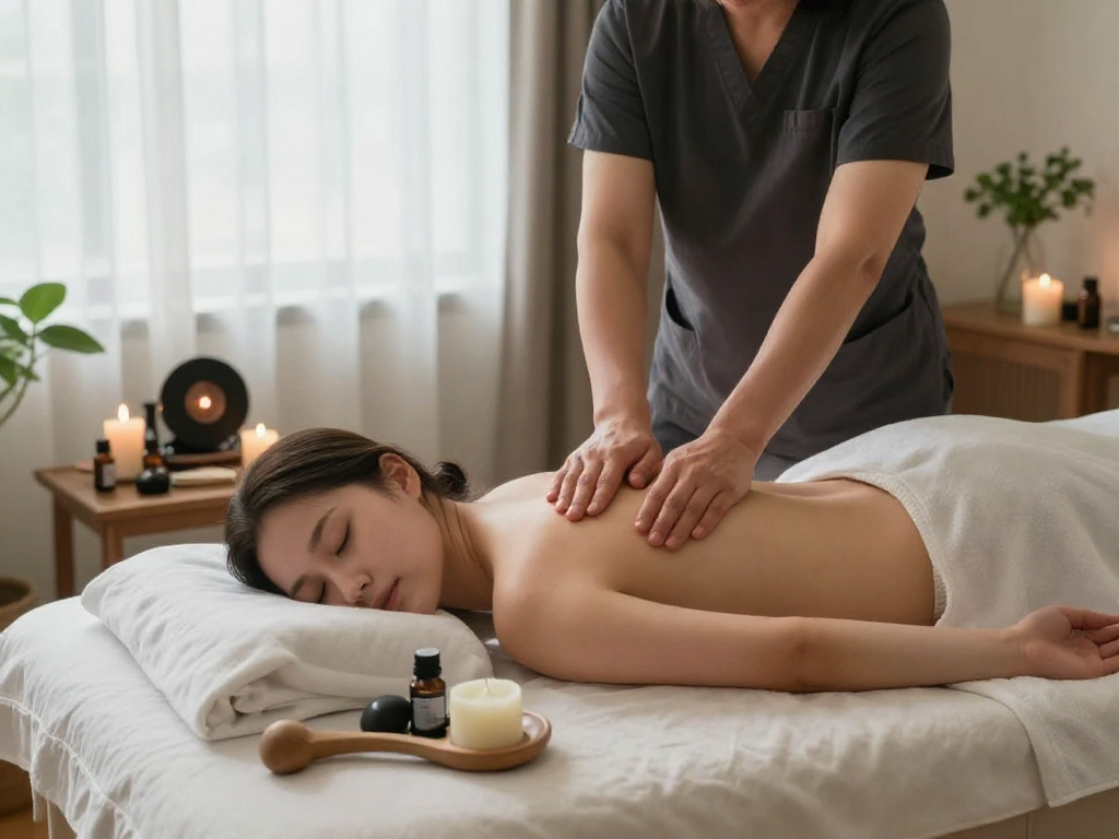 Relaxing 남양주출장마사지 session in a cozy home setting with a professional therapist.