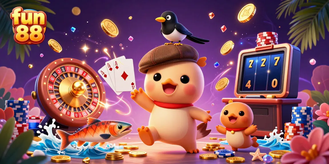 Engage with fun 88 in this vibrant 3D casino scene featuring Nessie and gold coins cascading.