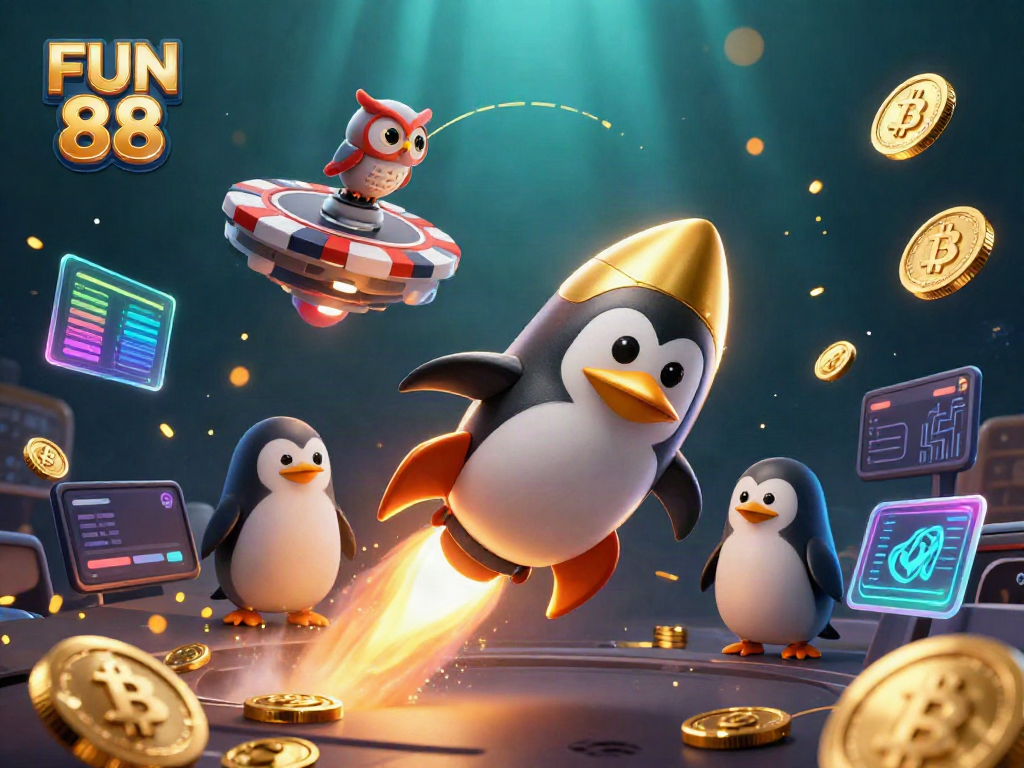 Experience thrilling gameplay at FUN 88 with a vibrant 3D illustration capturing casino excitement.