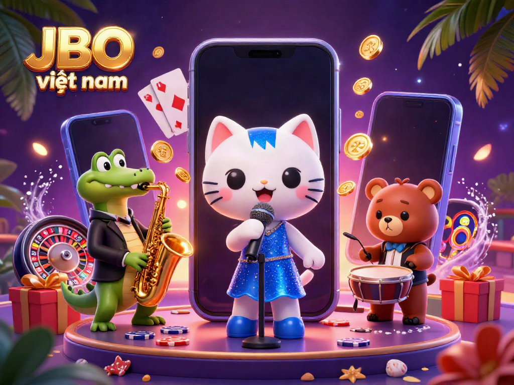 Experience thrilling gaming with exciting slot games at JBO việt nam, featuring vibrant jazz characters and lively casino elements.
