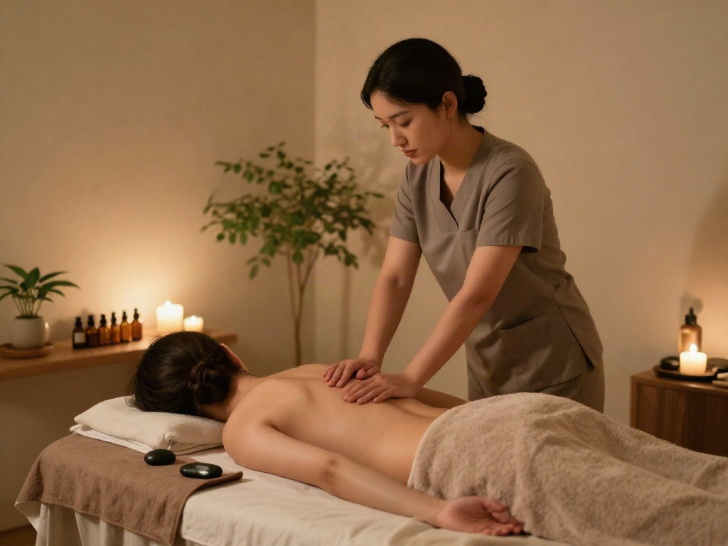 Experience a relaxing 남양주출장마사지 in a tranquil massage therapy room with soothing ambiance.