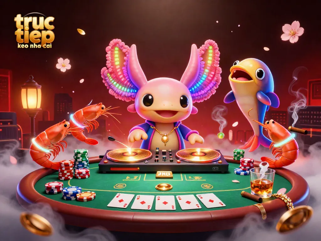 Experience the vibrant energy of truc tiep keo nha cai with lively characters in a dynamic casino scene.