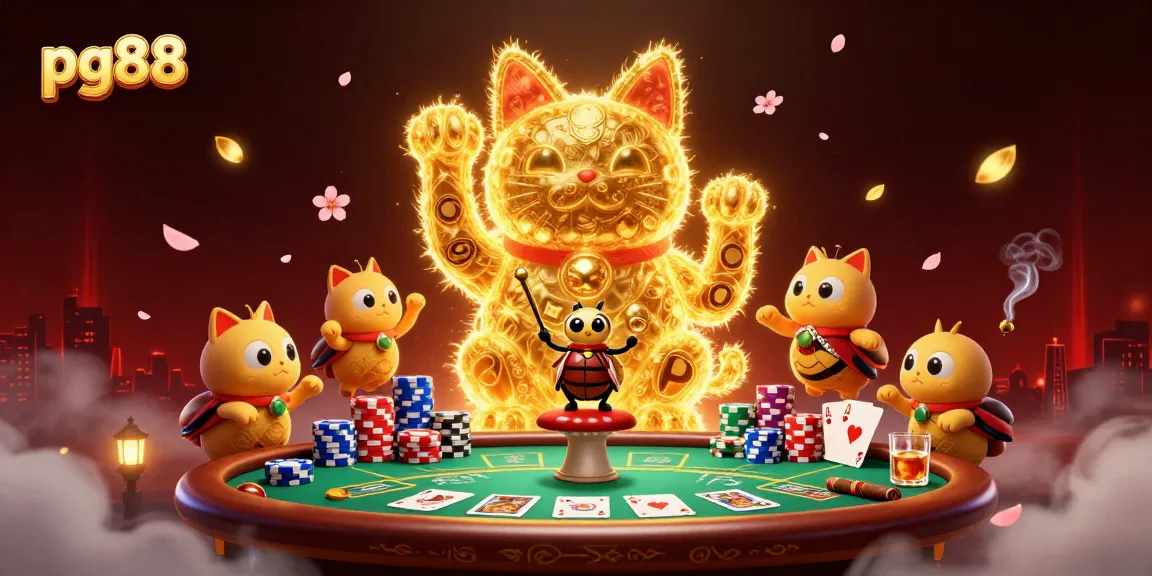 Play exciting casino games on pg88 with vibrant illustrations of luck and strategy.